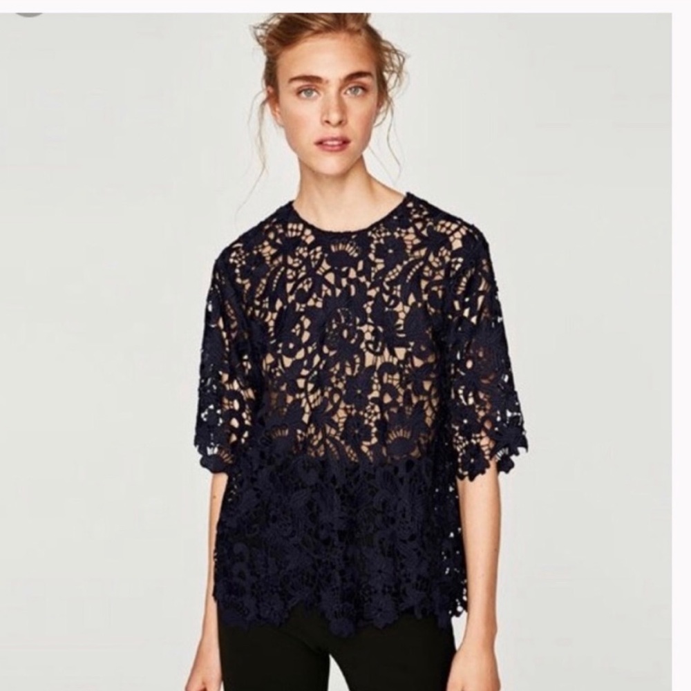 Zara Cut Out Floral Lace Top